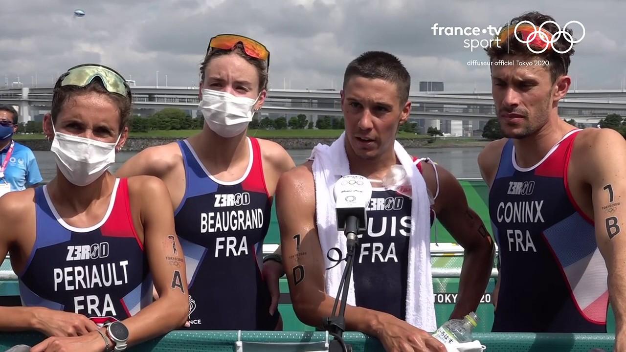 Léonie Périault, qui fête aujourd'hui ses 27 ans, Cassandre Beaugrand, Dorian Coninx et Vincent Luis, héros du relais, reviennent sur leur course.