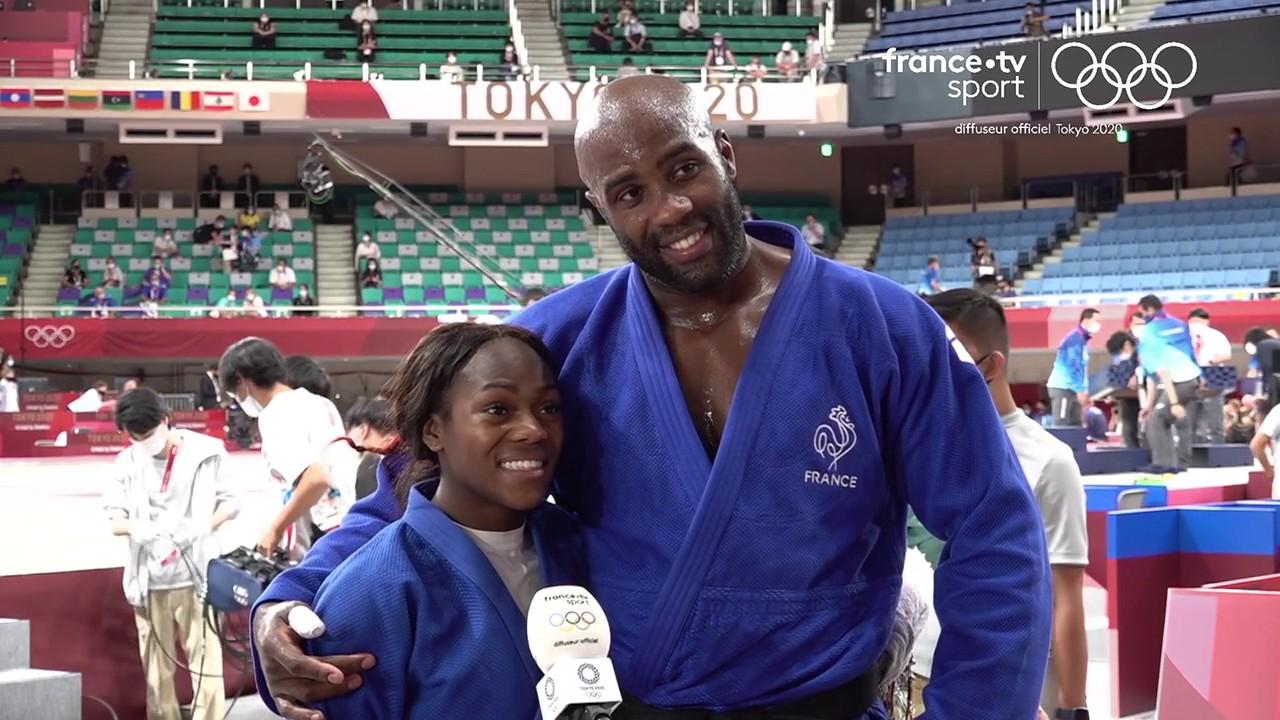 La joie des Bleus, champions olympiques par équipes de judo, qui ont réalisé un véritable exploit en l'emportant face au Japon en finale.