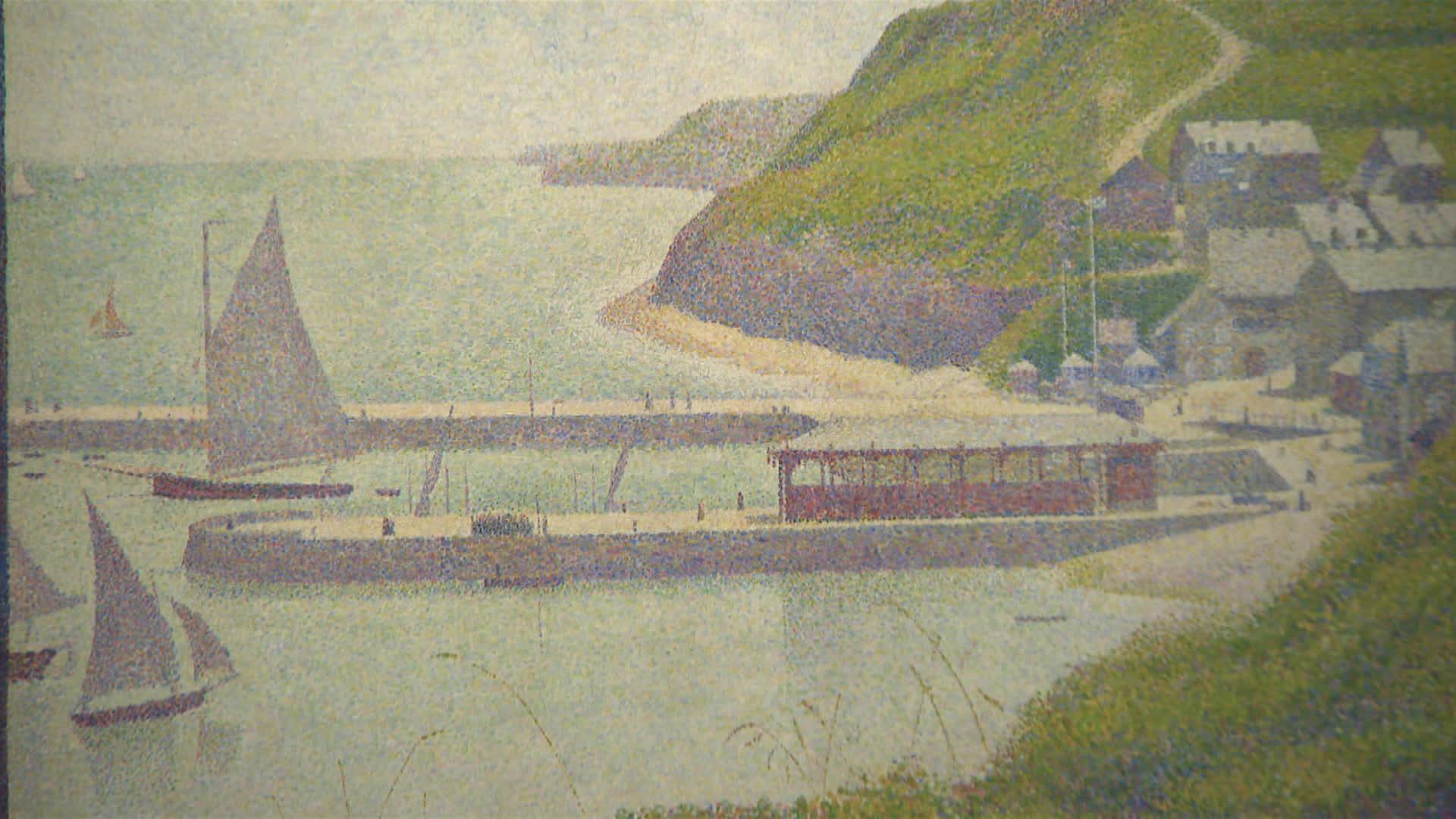 Le tableau intitulé "Port-en-Bessin, avant-port, marée haute" de Georges Seurat est prêté au Musée d'Art et d'Histoire Baron Gérard à Bayeux (Calvados), par le musée d’Orsay jusqu’au 23 juin 2024.