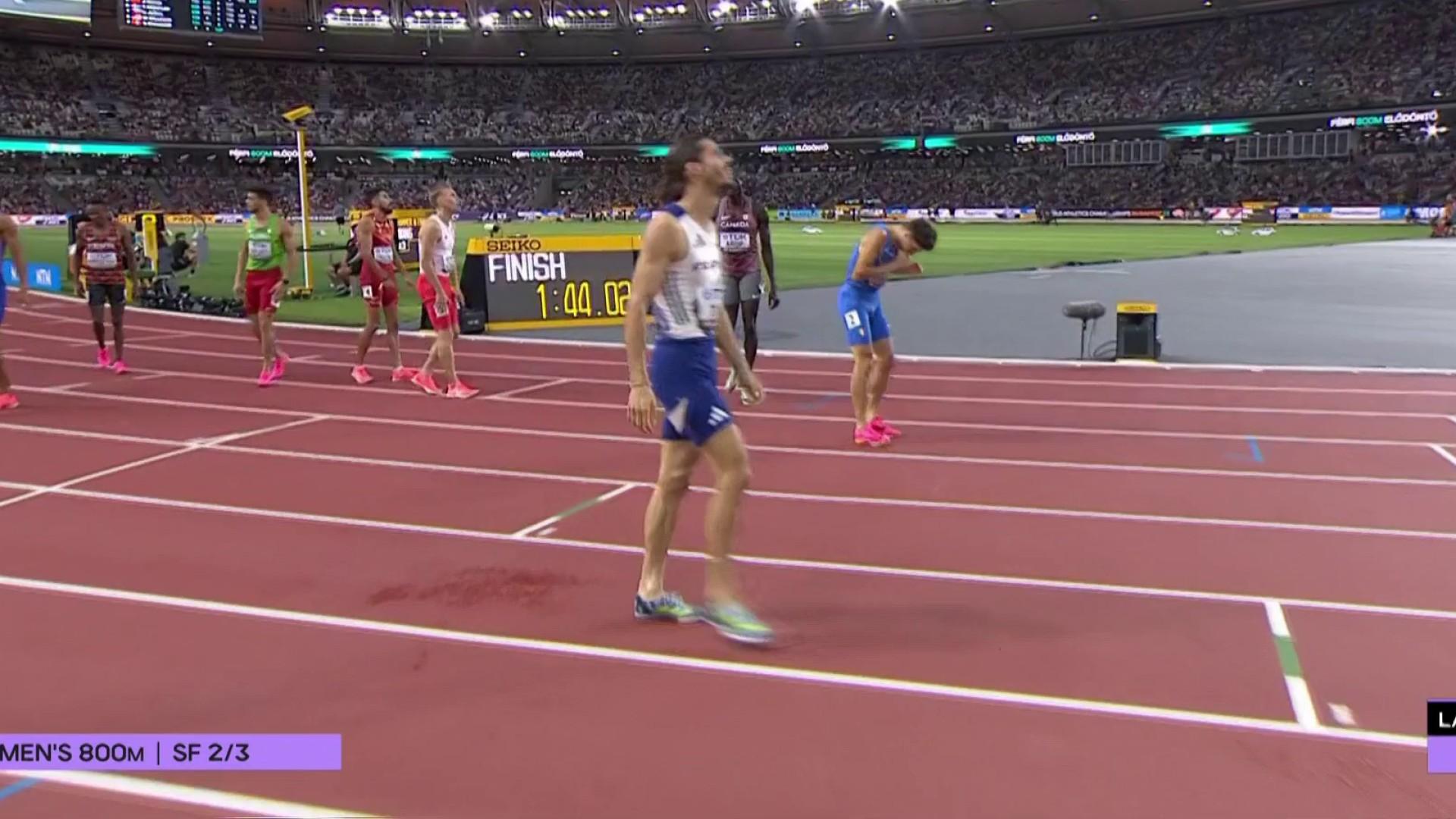 Le Français Gabriel Tual coince lors de cette demi-finale du 800m, il n'ira pas en finale de ces championnats du monde. Parti en chasseur, il n'a pas réussi à recoller à la tête de course. C'est le Canadien Marco Arop qui s'impose.