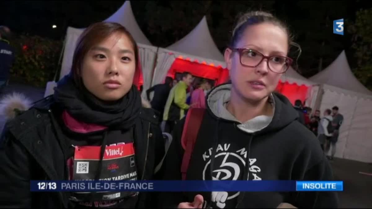 Près de 1.000 participants ont couru dans le parc de la Villette ce dimanche à 2h du matin, pendant le passage à l'heure d'hiver, à l'initiative de la marque Vittel.