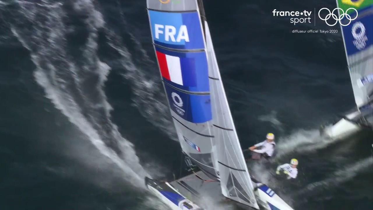 Les trois embarcations françaises engagées mercredi matin restent en course pour les médailles, à l'image du multicoque mixte Nacra 17 à foils avec Quentin Delapierre et Manon Audinet, sixième après 3 manches.