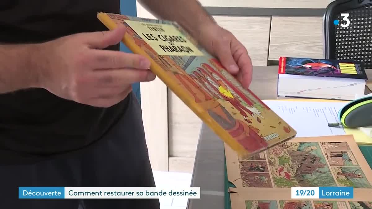 Dans son atelier de la banlieue de Metz, Davy Buffa restaure de vieilles bandes dessinées.