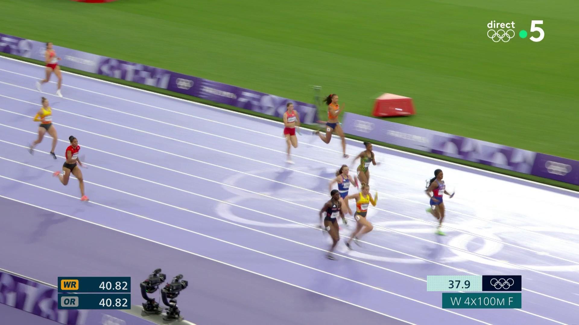 Les Françaises du relais 4x100 m femmes ont terminé quatrièmes de leur finale olympique, vendredi 9 août au Stade de France.