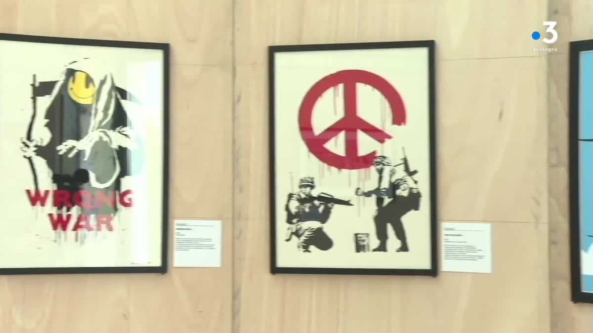 La "Banksy Modeste collection" rassemble tout un ensemble d'affiches, d'autocollants, de pochettes de disques et autres objets sur lesquels l'artiste a travaillé