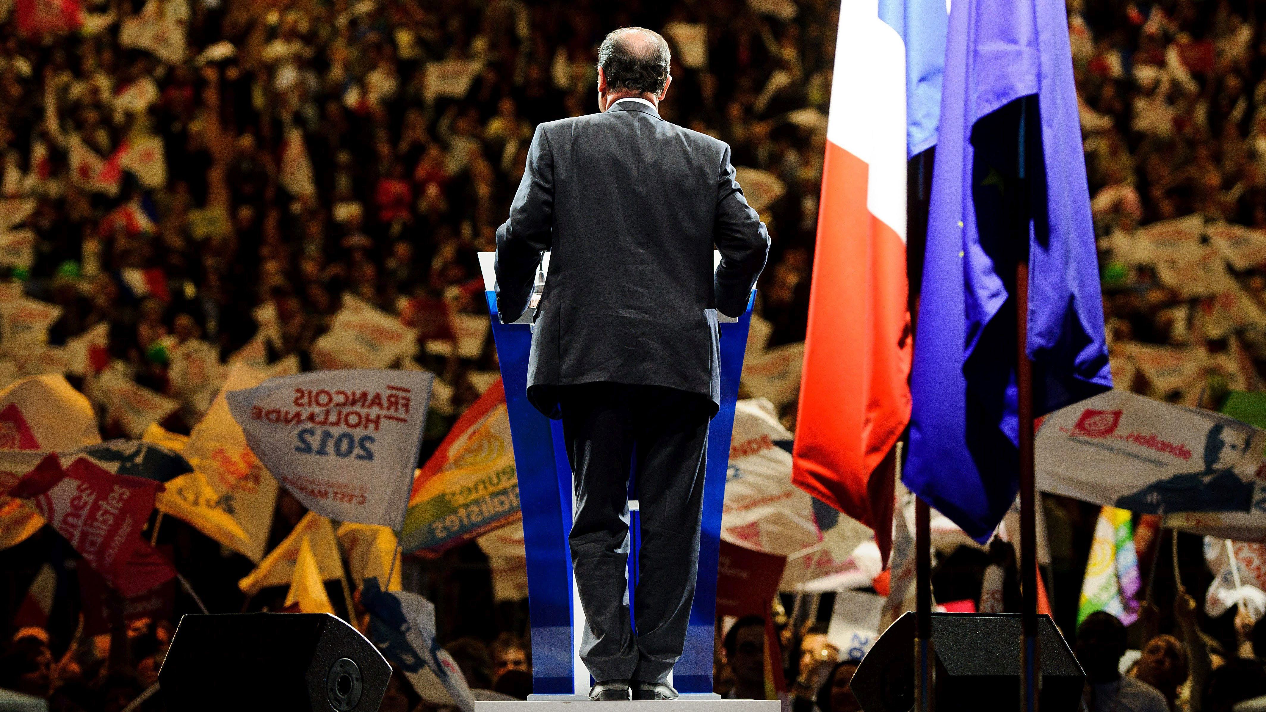 François Hollande en meeting à Limoges le 27 avril 2012