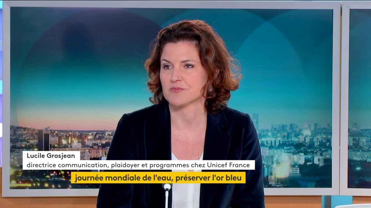 À l'occasion de la journée mondiale de l'eau, vendredi 22 mars, Lucile Grosjean, directrice communication, plaidoyer et programmes chez Unicef France, et également porte-parole de l'agence de l'ONU, est l'invitée du 19/20 info.