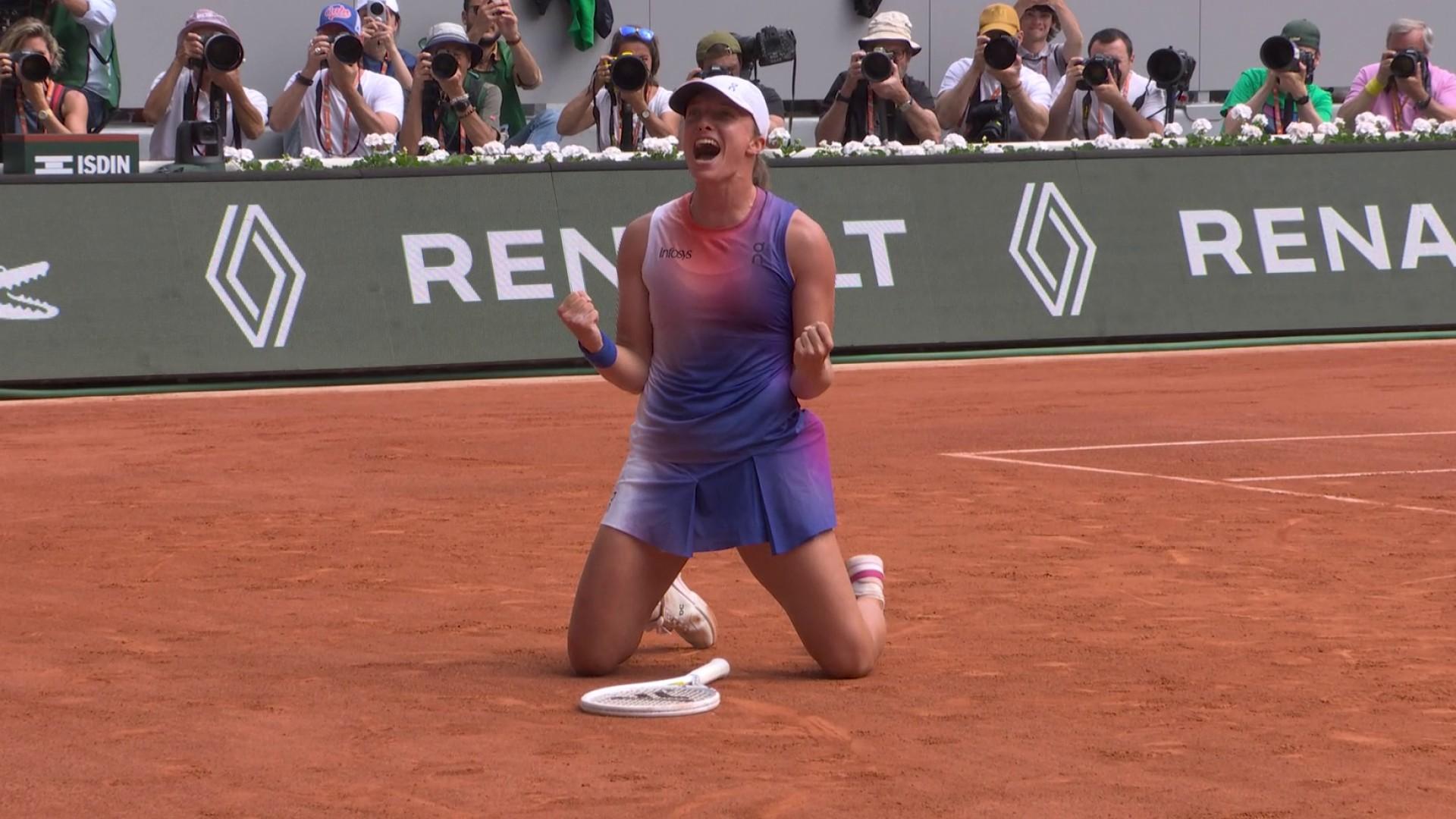 Il n'y a pas eu photo dans cette finale dames des Internationaux de France 2024. Iga Swiatek reste la reine de l'ocre avec une quatrième couronne et un troisième sacre de rang comme Monica Seles ou Justin Hénin avant elle. En une heure et huit minutes, la Polonaise a pris le meilleur,  nettement, sur Jasmine Paolini, novice à ce stade de la compétition (6-2, 6-1).