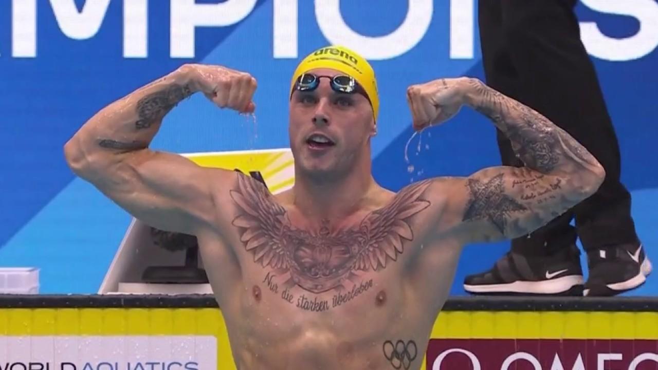 Auteur de la deuxième longueur la plus rapide jamais enregistrée, Kyle Chalmers, s'impose dans cette finale des championnats du monde du 100 m nage libre. C'est avec une très belle médaille de bronze que le seul Français en lice, Maxime Grousset, termine cette course.