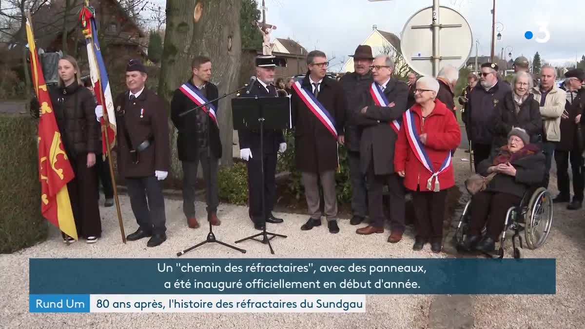 Madeleine Pagani, fille de réfractaire, devant l'Espenweg, par lequel 183 jeunes ont fui en Suisse pour échapper à l'incorporation de force dans l'armée allemande en 1943.