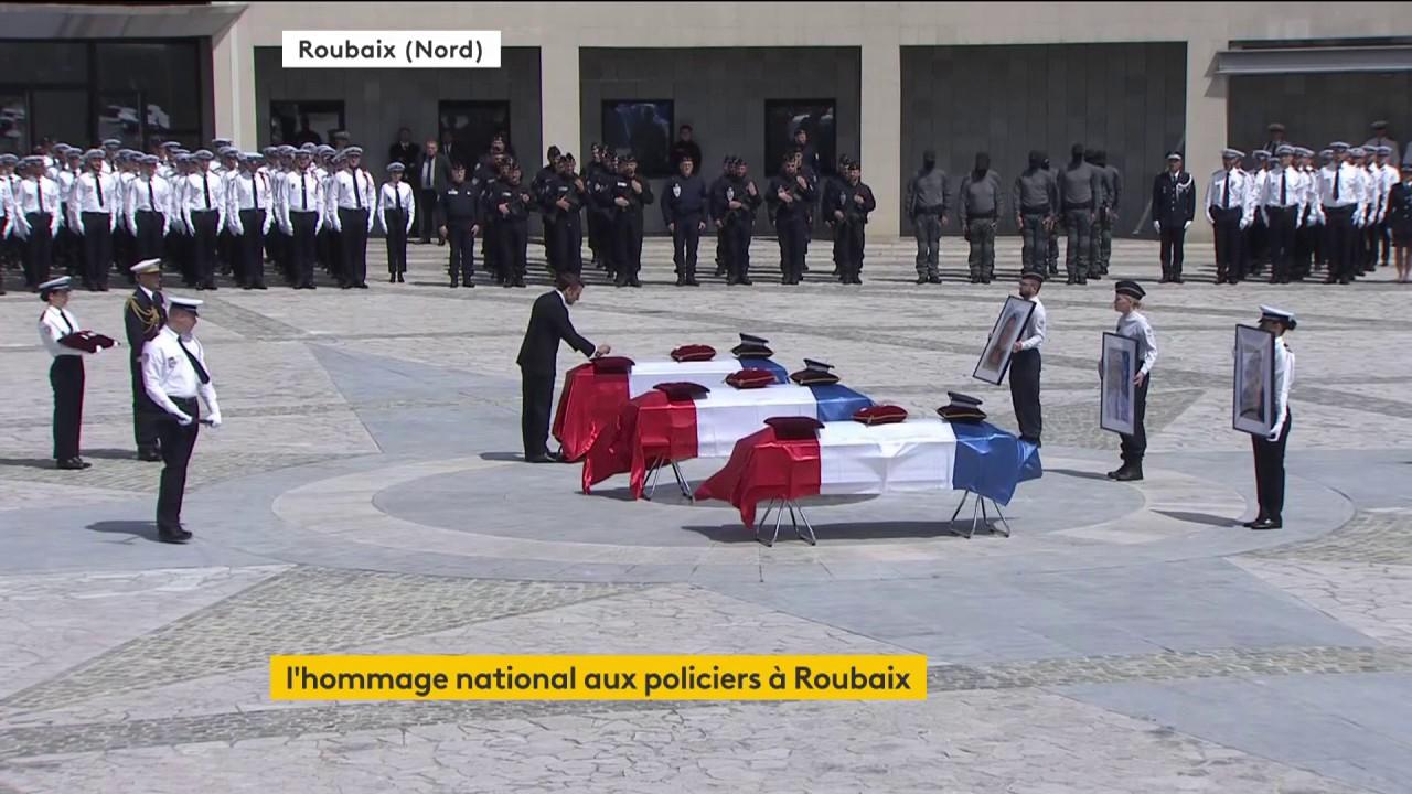 Emmanuel Macron rend hommage aux trois policiers morts dans le Nord