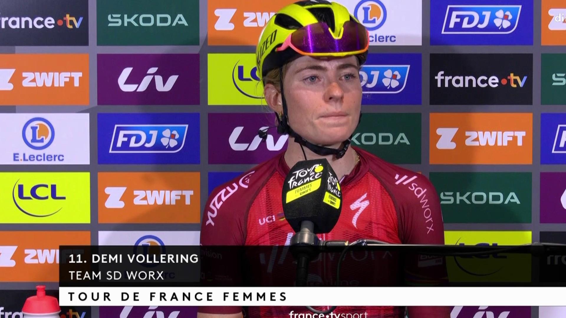 La leader de la Team SD Worx, Demi Vollering partage ses premières émotions après sa victoire dans l'étape reine du Tour de France sur les pentes du Tourmalet et sa probable victoire dans l'épreuve à une étape du terme de la course.