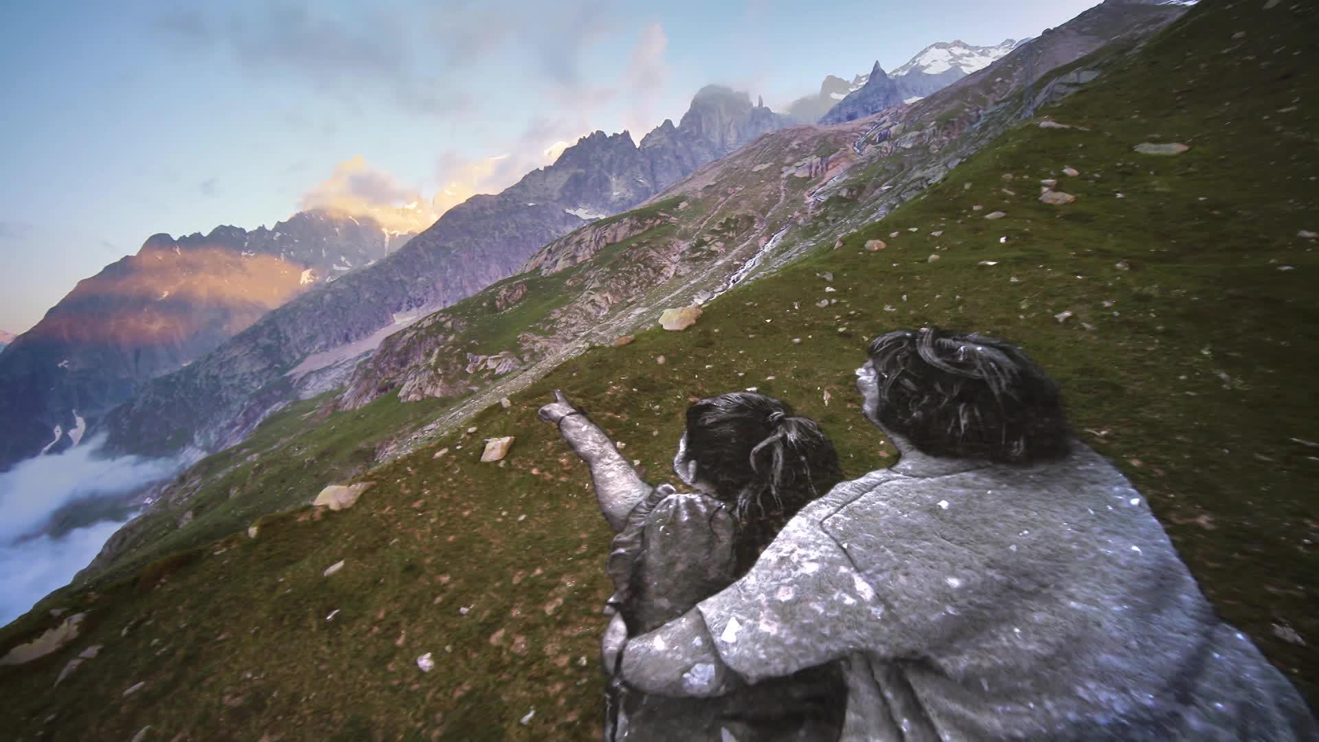 La fresque géante de Saype au pied du Mont-Blanc