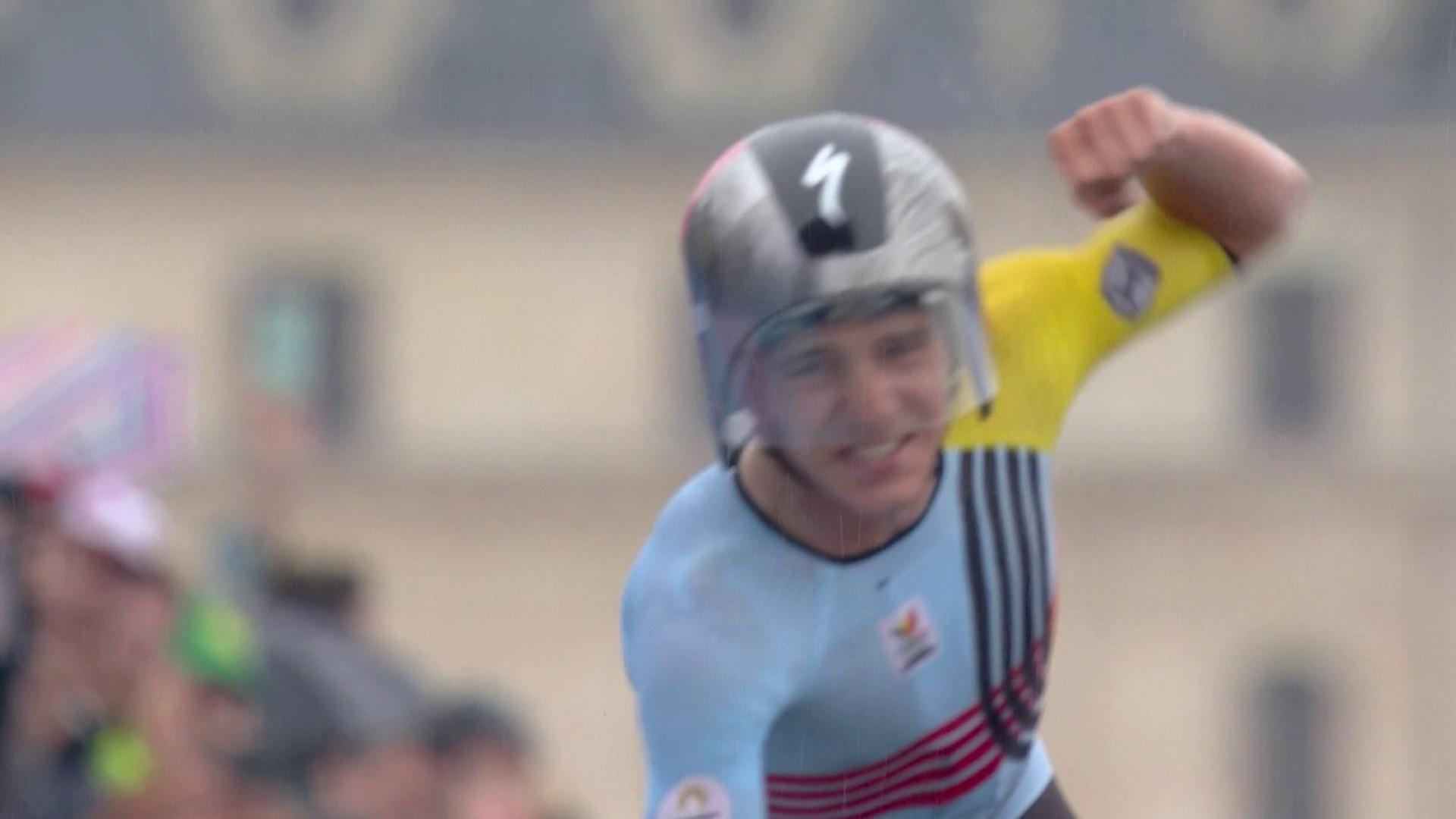 Remco Evenepoel is crowned Olympic time trial champion. The Belgian takes gold by finishing 15 seconds ahead of second-placed Italian Filippo Ganna.