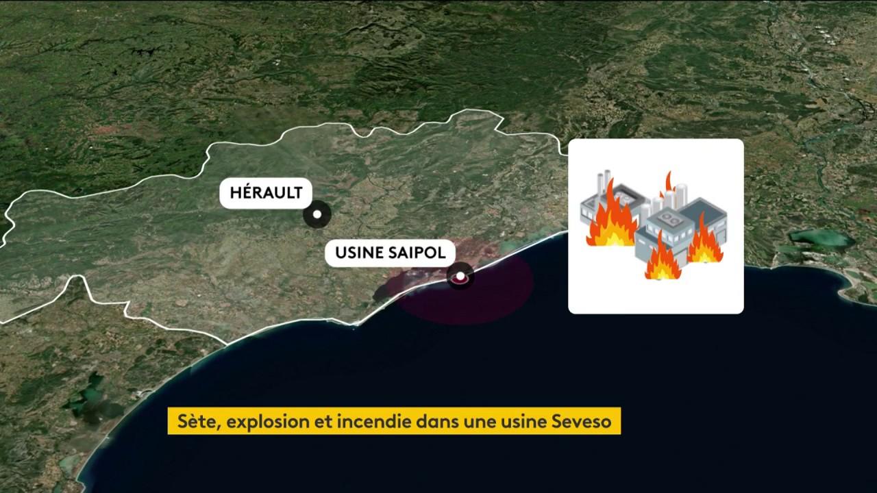 Une explosion et incendie ont eu lieu dans une usine Seveso à Sète, le 10 avril 2024.