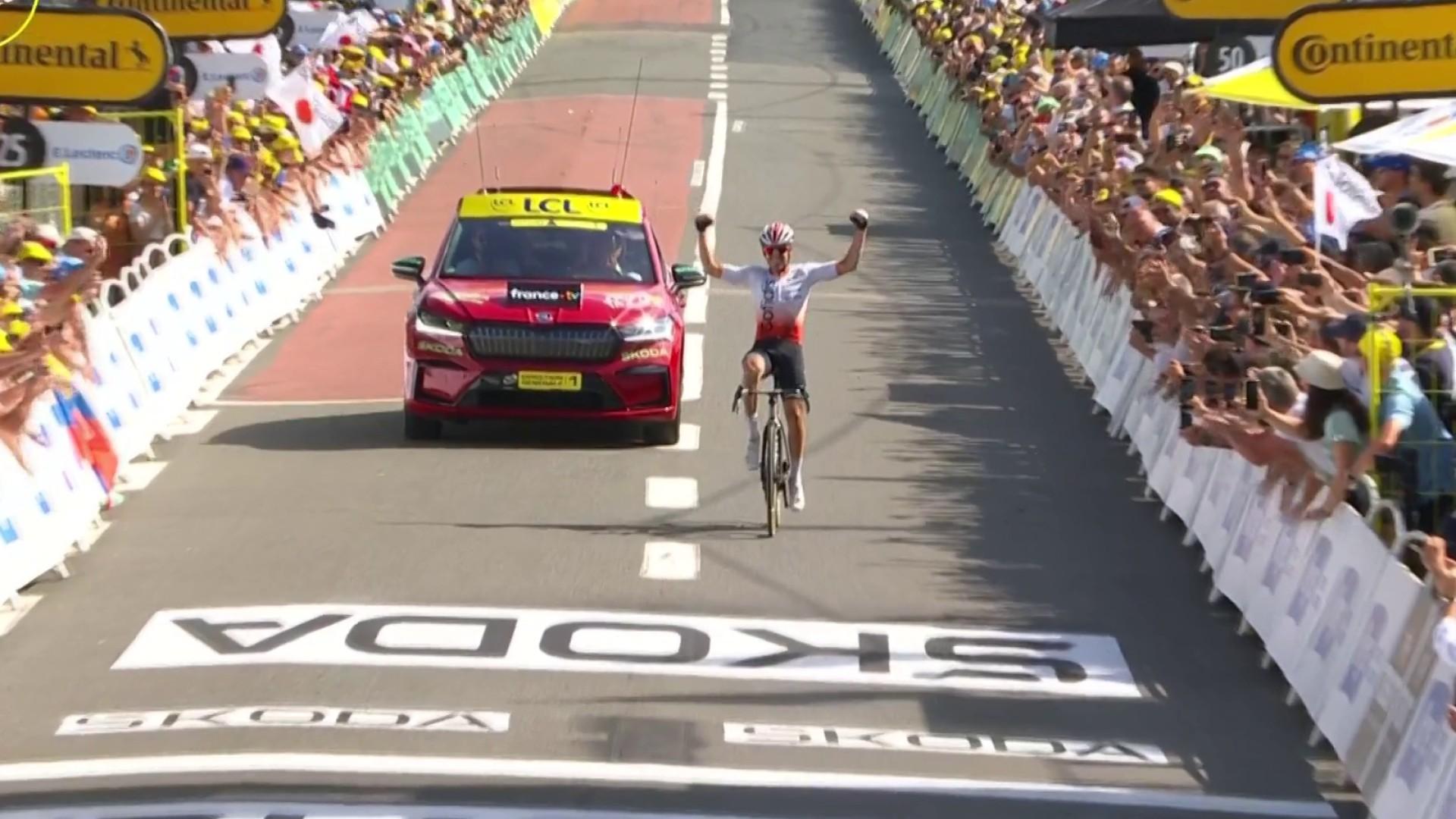 12e étape du Tour de France 2023 et 2eme victoire pour l'équipe Cofidis. Au terme d'une course mouvementée, l'Espagnol IIon Izagirre s'impose à Belleville-en-Beaujolais avec plus d'une minute d'avance sur Mathieu Burgaudeau, deuxième de l'étape.