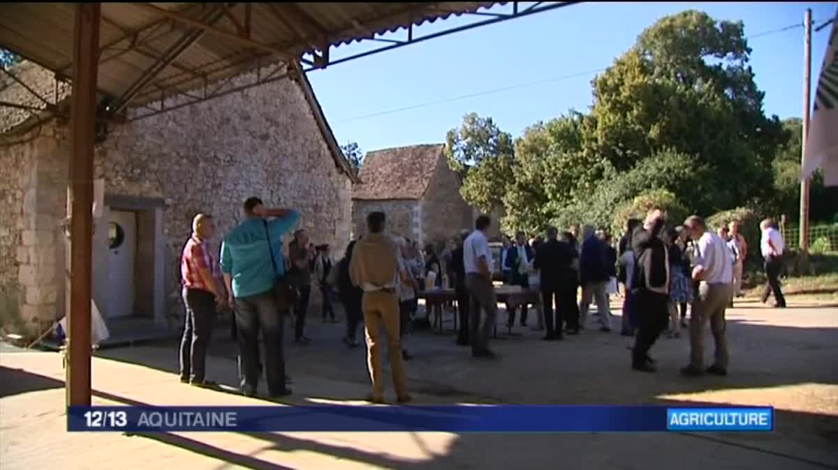 Une soixante de responsables de la FNSEA réunis ce mardi 30 août dans une ferme de Dordogne. 