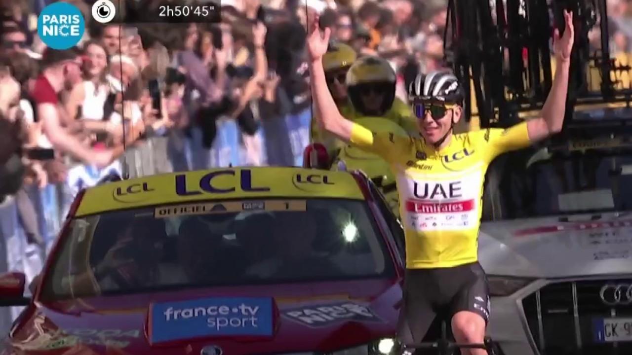 Pas de débat, Tadej Pogacar lève les bras à Nice. Pour la 3e fois depuis le début du Paris-Nice, le Slovène prend l'étape. Cette fois, c'est pour parachever sa domination au classement général devant David Gaudu et Jonas Vingegaard.