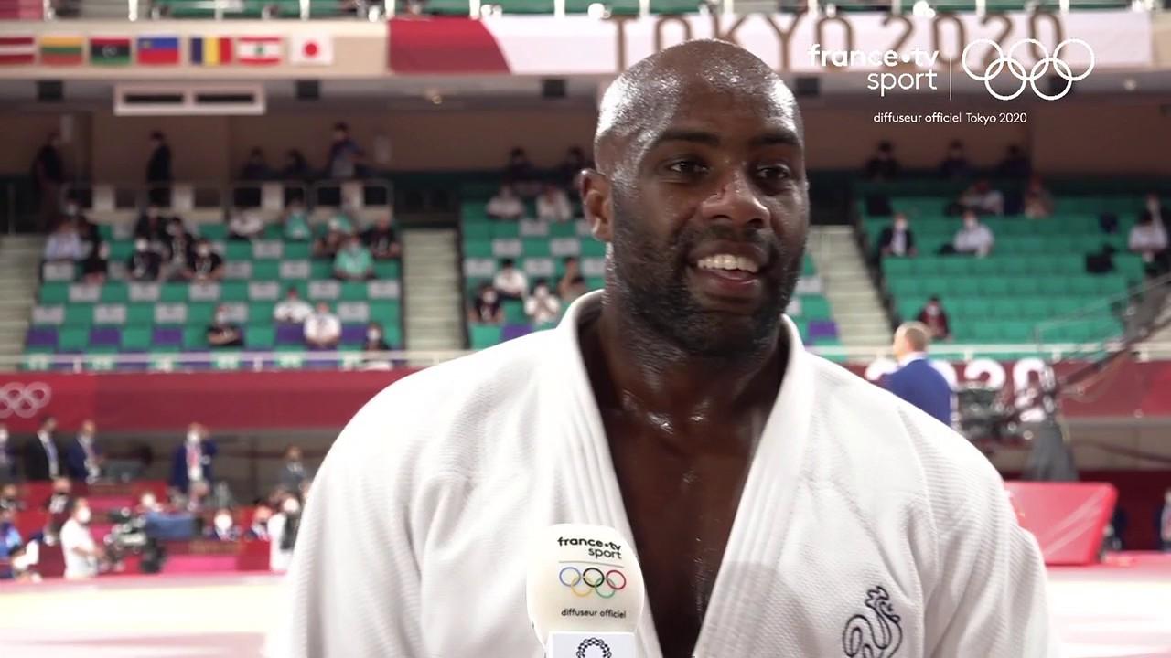 La réaction de Teddy Riner juste après la victoire pour la médaille de bronze. Souriant, le judoka tricolore est heureux de monter une fois de plus sur un podium olympique.