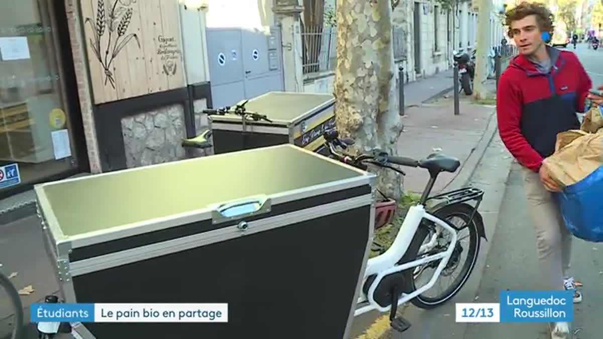 À Montpellier, un jeune chef d’entreprise récupère le pain en vélo cargo, et le redistribue aux associations qui viennent en aide aux personnes précaires.