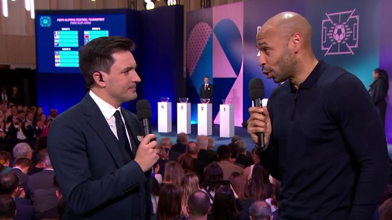 The group draw for the Olympic men's team tournament has been revealed.  The Blues coach, Thierry Henry reacts to his team's opponents.