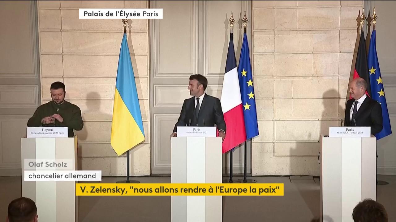 Conférence de presse de Macron, Zelensky et Scholz